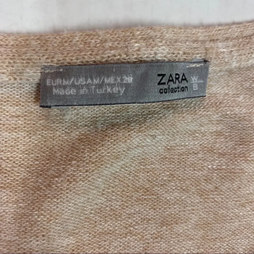 Zara dusty rose peach V-neck long sleeve sweater lace trim Sz M - Picture 6 of 9